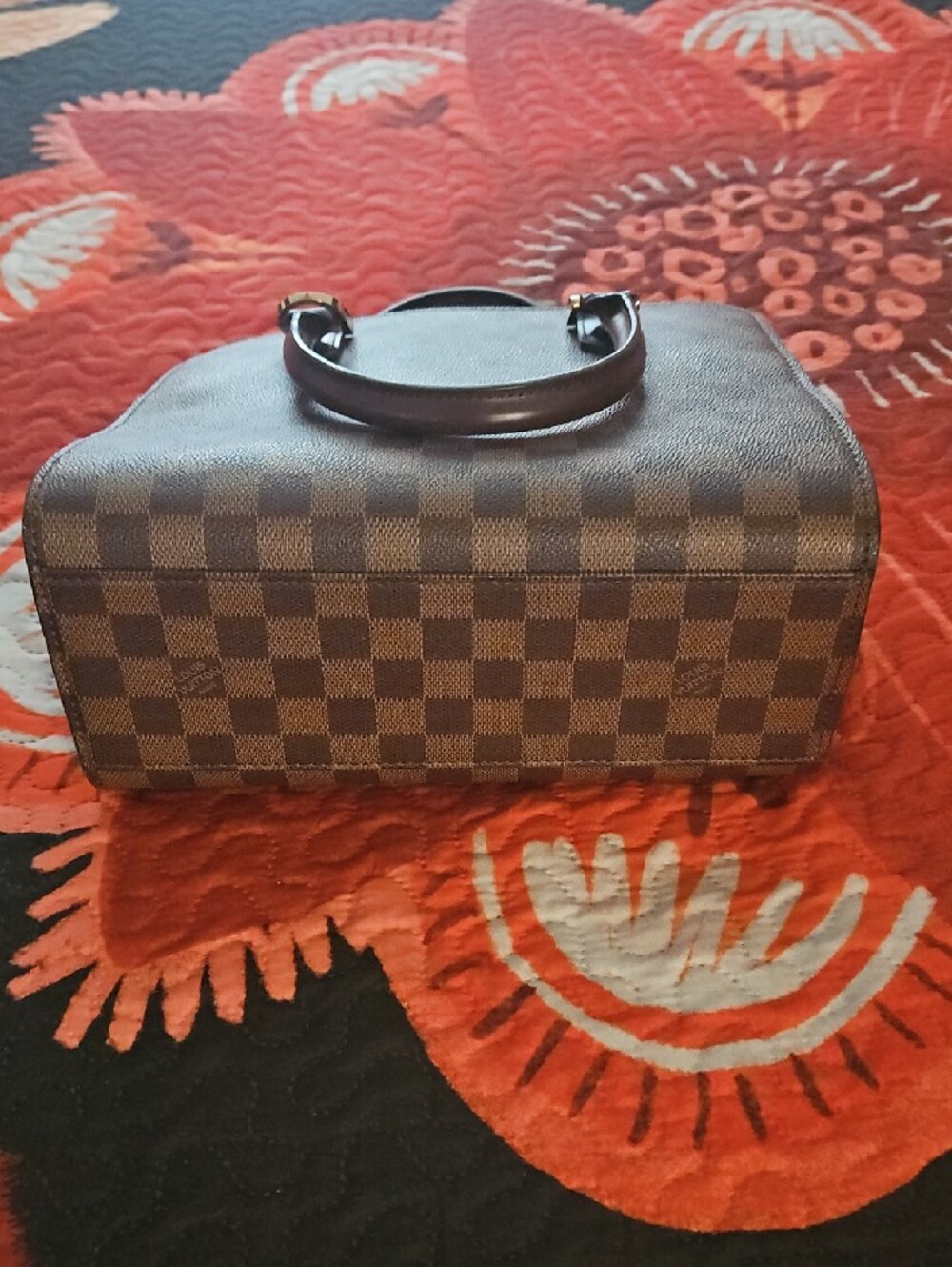 Brown Checkered Satchel Handbag - Picture 6 of 7